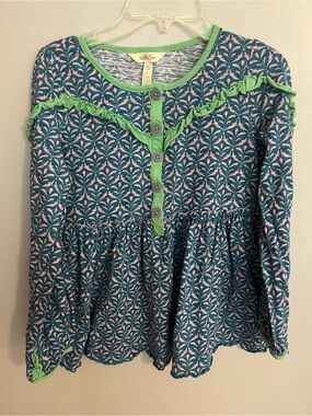 Matilda Jane Teal, Pink & Green Ruffle Long Sleeve Top